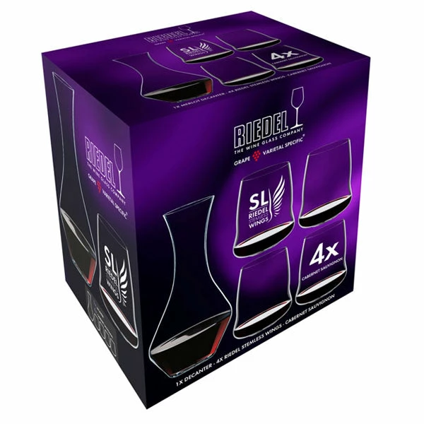 Best deal ✔️ Riedel Winewings Glasses Riedel Winewings Cabernet Stemless Wine Glasses Set Of 4 + Merlot Decanter ⌛ 6 Riedel Winewings Glasses Riedel Winewings Cabernet Stemless Wine Glasses Set Of 4 + Merlot Decanter